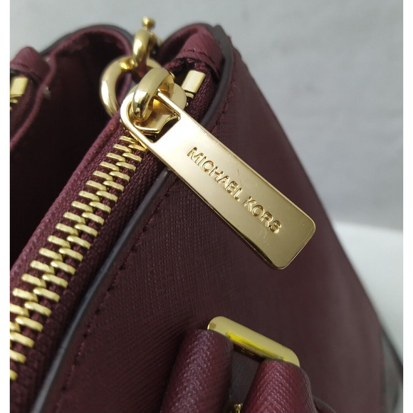 Michael Kors Sutton Maroon Leather Python Detail Carryall Satchel Shoulder Bag - Picture 14 of 16